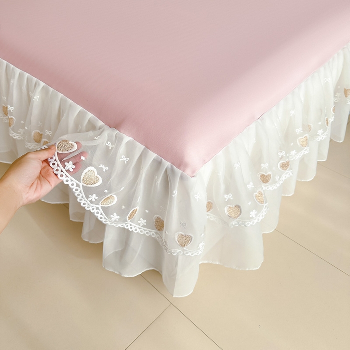 91家纺网 家纺一手货源 找家纺 无瑕家居 2025新款春夏款冰丝凉席床裙款三件套空气层凉席席子凉席床裙 粉玉色