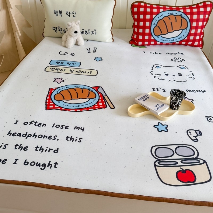 91家纺网 家纺一手货源 找家纺 顾里家纺 2025春夏新款Chic风冰感纤维软席凉席席子 ins猫咪