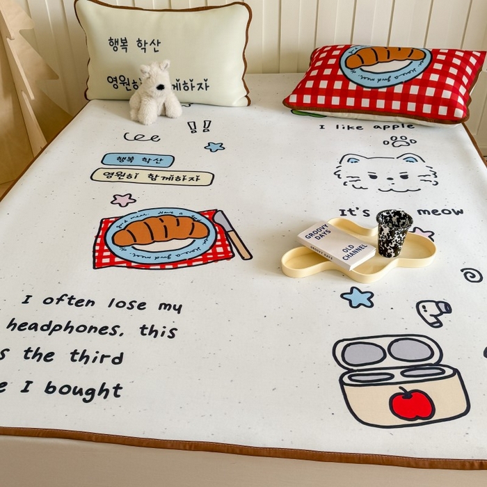 91家纺网 家纺一手货源 找家纺 顾里家纺 2025春夏新款Chic风冰感纤维软席凉席席子 ins猫咪