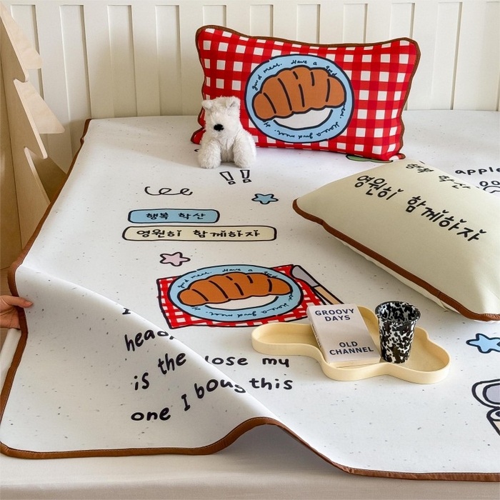 91家纺网 家纺一手货源 找家纺 顾里家纺 2025春夏新款Chic风冰感纤维软席凉席席子 ins猫咪