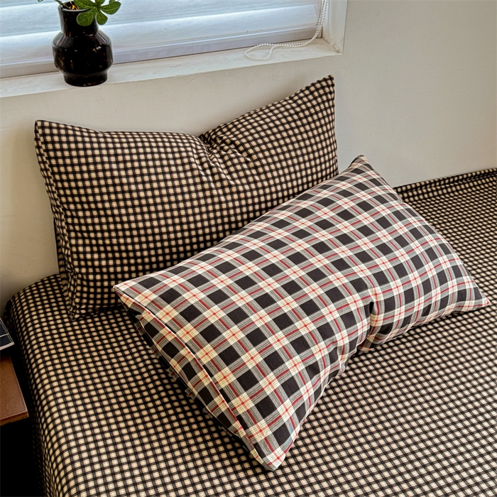 91家纺网 家纺一手货源 找家纺 （总）多品家纺 2025新款简约复古风水洗棉格子单被套被套单件