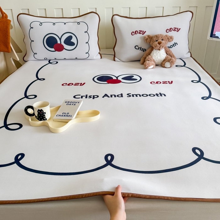 91家纺网 家纺一手货源 找家纺 顾里家纺 2025春夏新款Chic风冰感纤维软席凉席席子 搞怪大眼