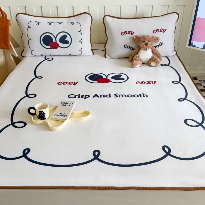 91家纺网 家纺一手货源 找家纺 顾里家纺 2025春夏新款Chic风冰感纤维软席凉席席子 搞怪大眼