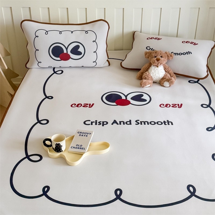 91家纺网 家纺一手货源 找家纺 顾里家纺 2025春夏新款Chic风冰感纤维软席凉席席子 搞怪大眼