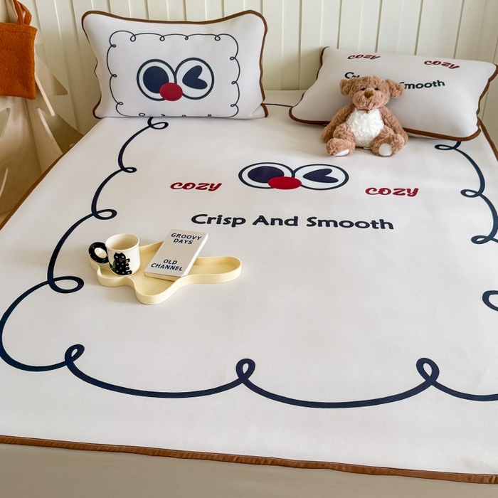 91家纺网 家纺一手货源 找家纺 顾里家纺 2025春夏新款Chic风冰感纤维软席凉席席子 搞怪大眼