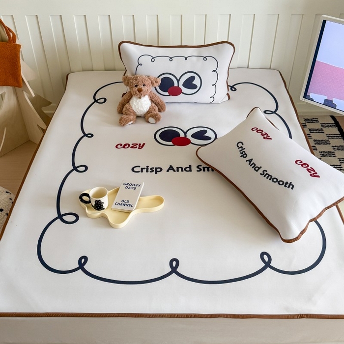 91家纺网 家纺一手货源 找家纺 顾里家纺 2025春夏新款Chic风冰感纤维软席凉席席子 搞怪大眼