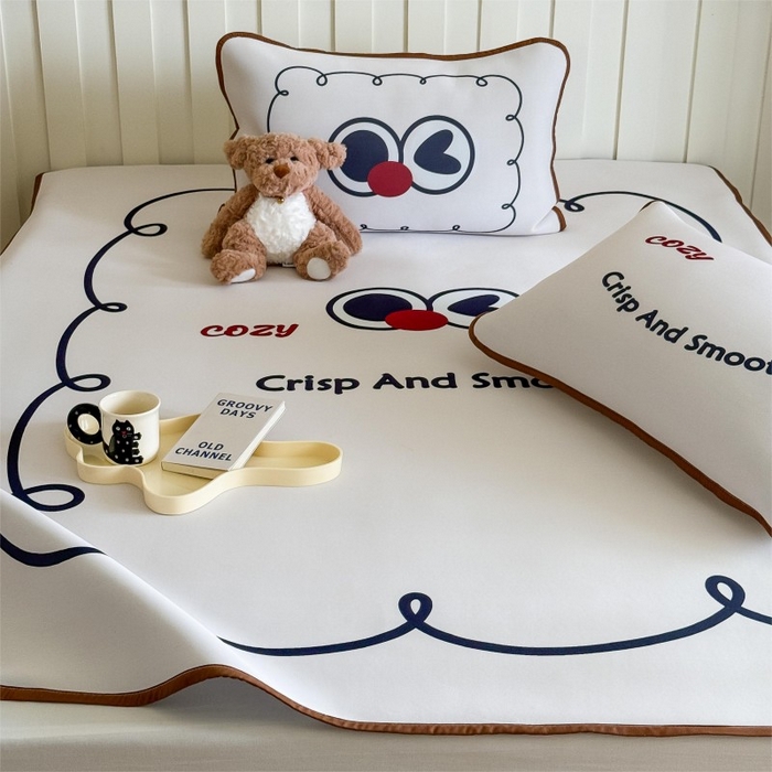 91家纺网 家纺一手货源 找家纺 顾里家纺 2025春夏新款Chic风冰感纤维软席凉席席子 搞怪大眼