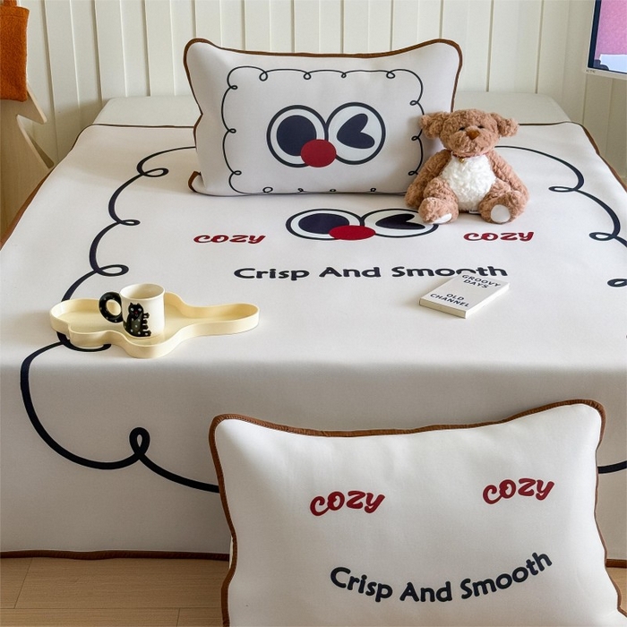 91家纺网 家纺一手货源 找家纺 顾里家纺 2025春夏新款Chic风冰感纤维软席凉席席子 搞怪大眼