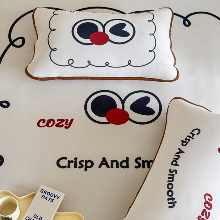 91家纺网 家纺一手货源 找家纺 顾里家纺 2025春夏新款Chic风冰感纤维软席凉席席子 搞怪大眼