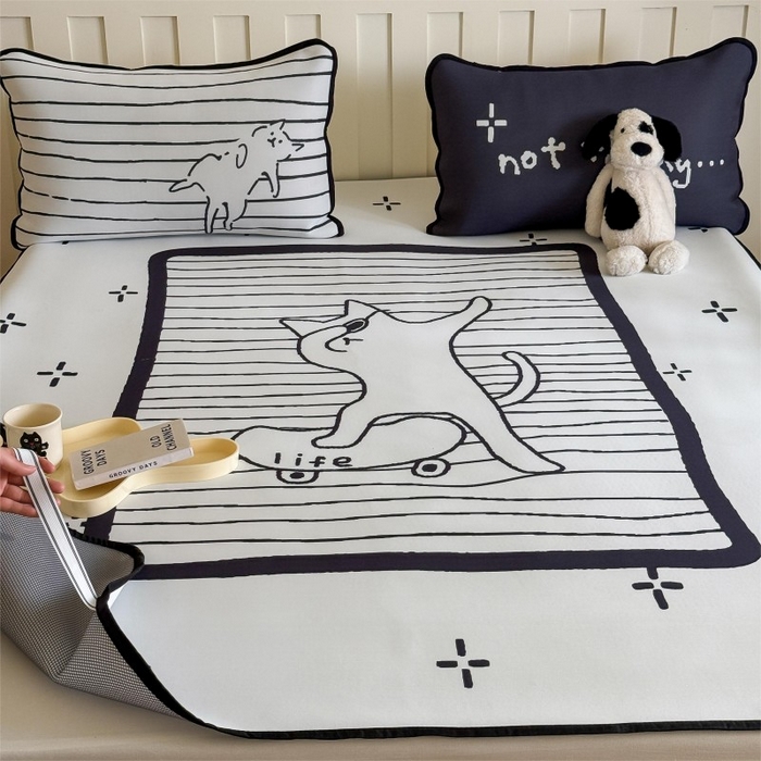 91家纺网 家纺一手货源 找家纺 顾里家纺 2025春夏新款Chic风冰感纤维软席凉席席子 滑板猫