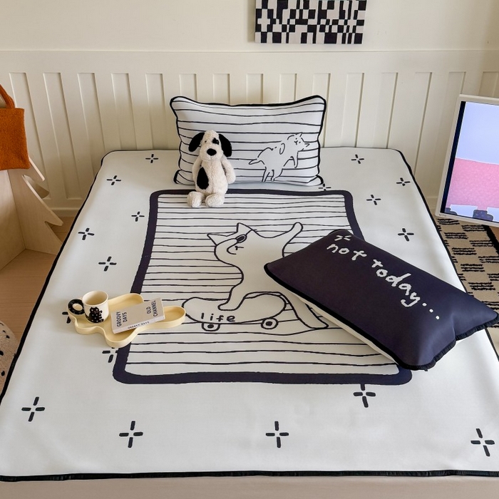 91家纺网 家纺一手货源 找家纺 顾里家纺 2025春夏新款Chic风冰感纤维软席凉席席子 滑板猫