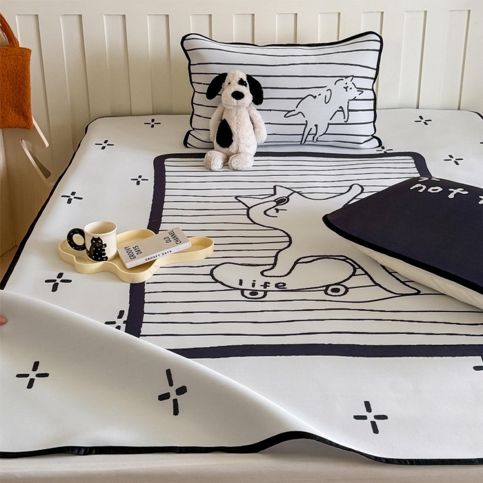 91家纺网 家纺一手货源 找家纺 顾里家纺 2025春夏新款Chic风冰感纤维软席凉席席子 滑板猫