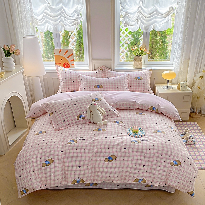 91家纺网 家纺一手货源 找家纺 天之爱 2025新款全棉印花四件套 趴趴熊