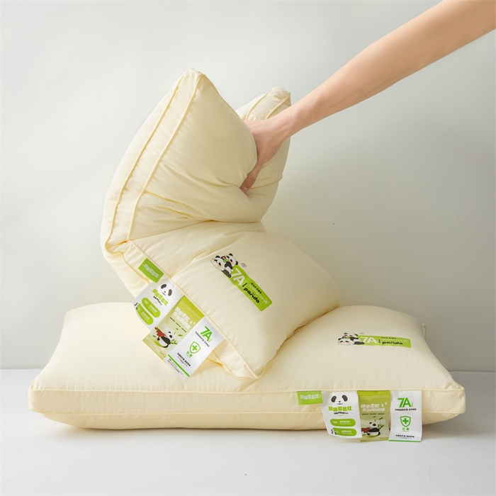 91家纺网 家纺一手货源 找家纺 麦肯锡 2025新款7A抗菌熊猫亲子枕枕头枕芯 羽丝绒立体高枕48*74cm /对