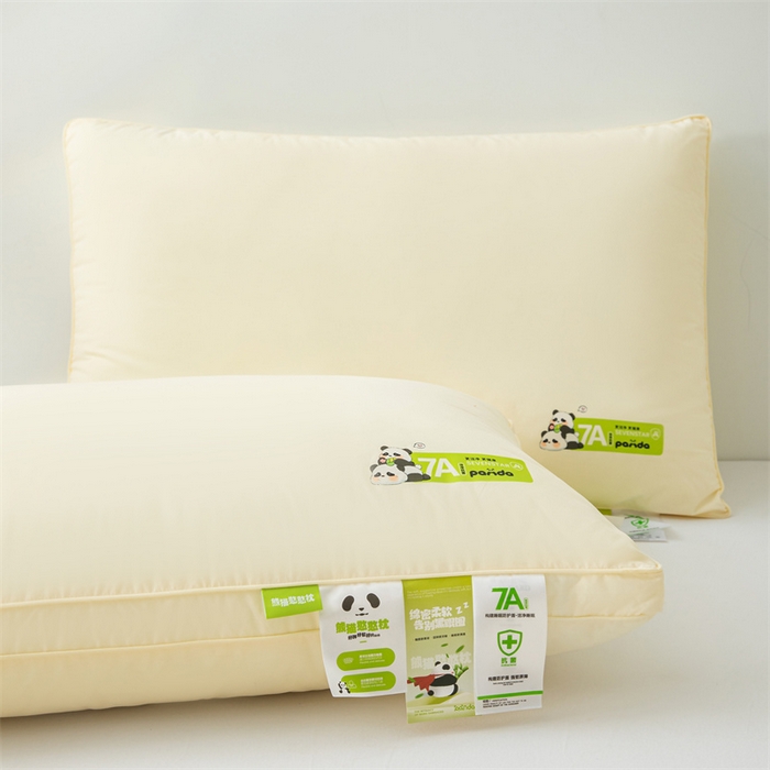 91家纺网 家纺一手货源 找家纺 麦肯锡 2025新款7A抗菌熊猫亲子枕枕头枕芯 羽丝绒立体高枕48*74cm /对