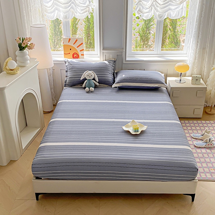 91家纺网 家纺一手货源 找家纺 天之爱 2025新款全棉印花单床笠 芬利莱-灰