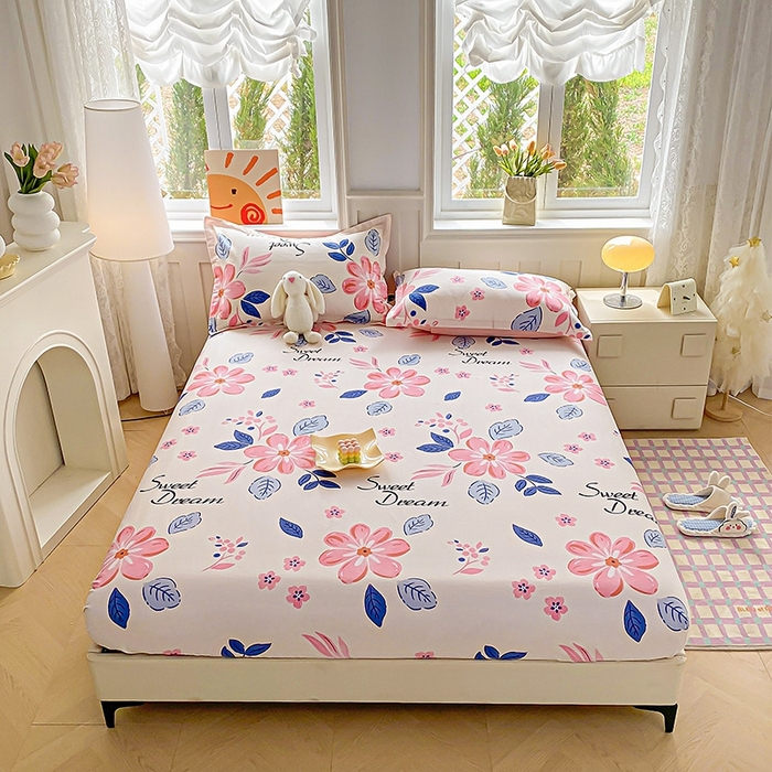 91家纺网 家纺一手货源 找家纺 天之爱 2025新款全棉印花单床笠 花晨月汐