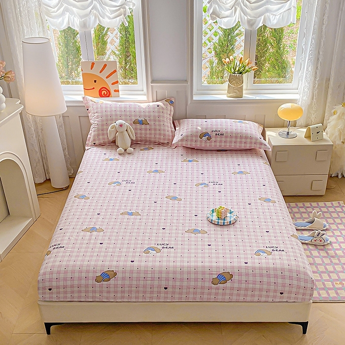 91家纺网 家纺一手货源 找家纺 天之爱 2025新款全棉印花单床笠 趴趴熊