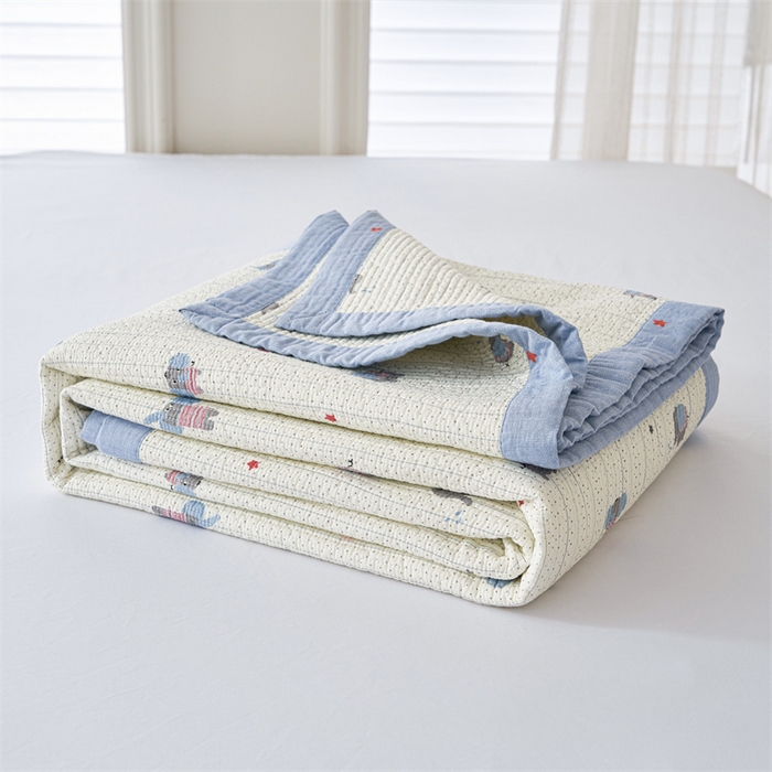 91家纺网 家纺一手货源 找家纺 洽想家 2025新款里外夹棉新疆棉花水洗床盖A1系列 劳伦小象 床盖