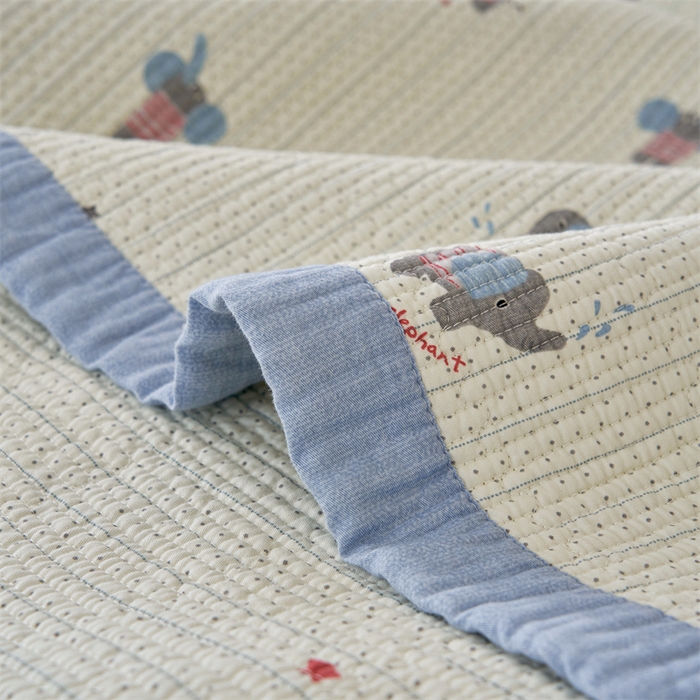 91家纺网 家纺一手货源 找家纺 洽想家 2025新款里外夹棉新疆棉花水洗床盖A1系列 劳伦小象 床盖