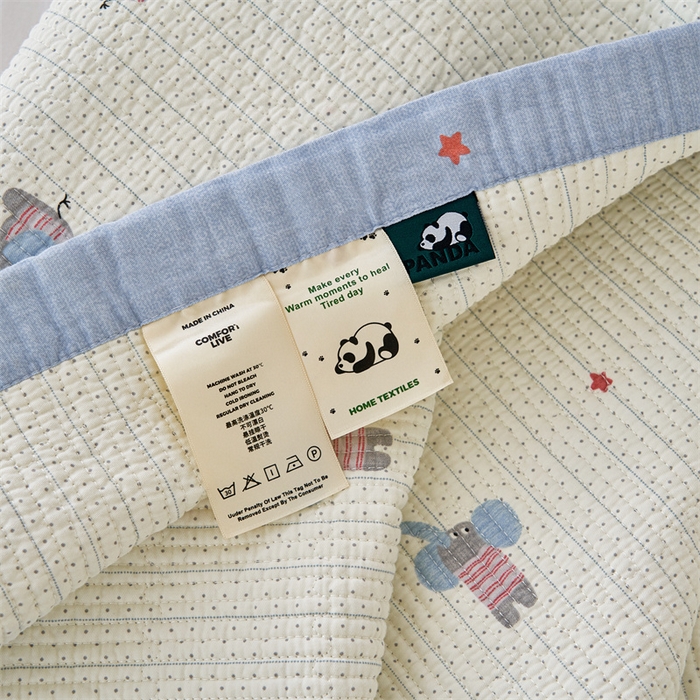 91家纺网 家纺一手货源 找家纺 洽想家 2025新款里外夹棉新疆棉花水洗床盖A1系列 劳伦小象 床盖