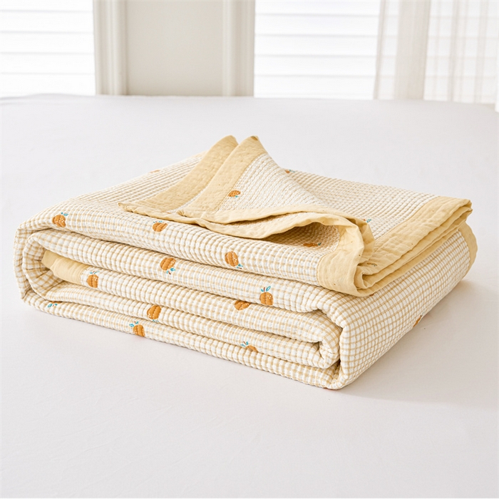 91家纺网 家纺一手货源 找家纺 洽想家 2025新款里外夹棉新疆棉花水洗床盖A1系列 新乐橙 床盖