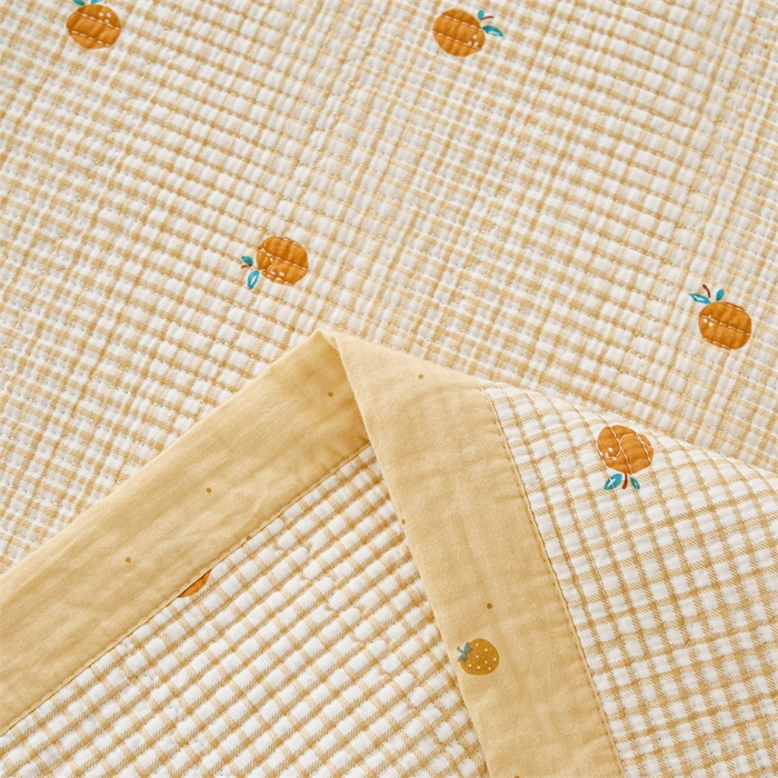 91家纺网 家纺一手货源 找家纺 洽想家 2025新款里外夹棉新疆棉花水洗床盖A1系列 新乐橙 床盖