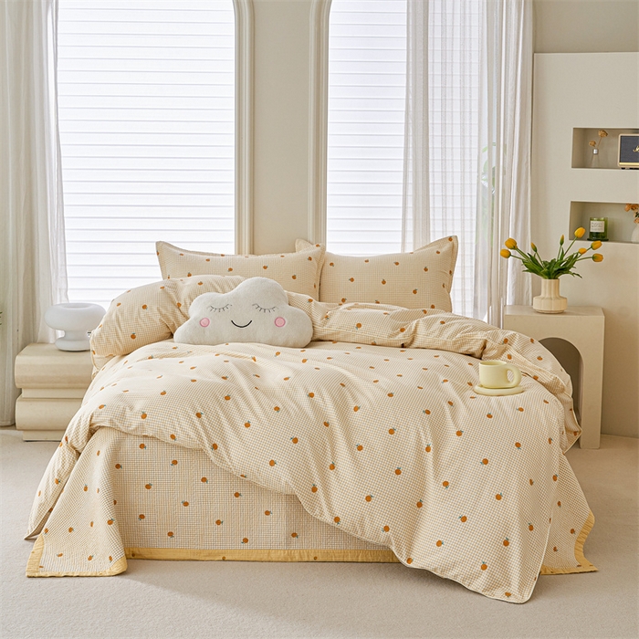 洽想家 2025新款里外夹棉新疆棉花水洗床盖A1系列 新乐橙