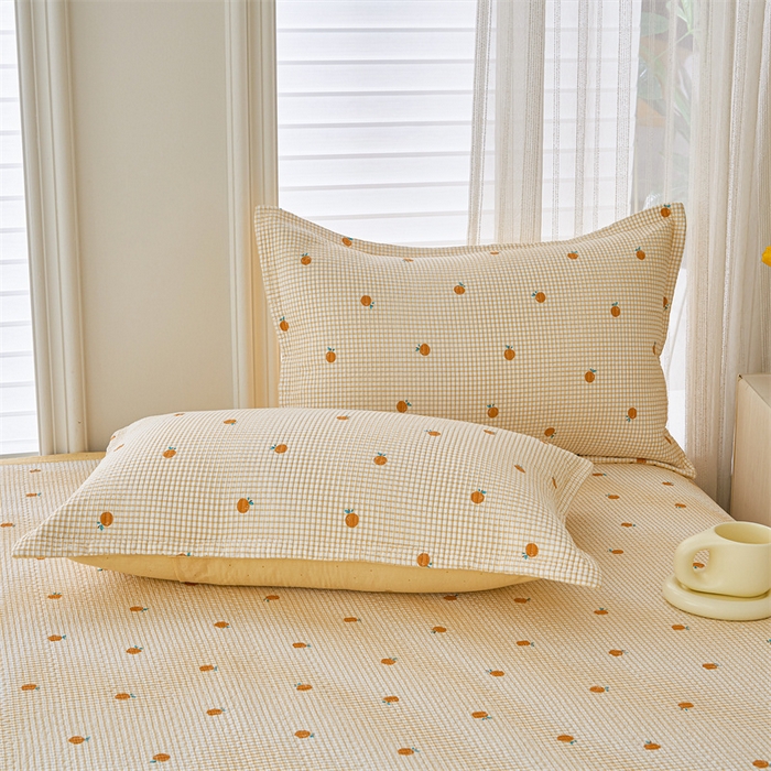 91家纺网 家纺一手货源 找家纺 洽想家 2025新款里外夹棉新疆棉花水洗床盖A1系列 新乐橙