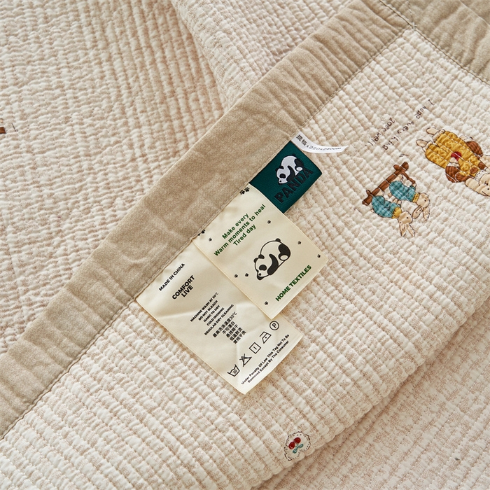 91家纺网 家纺一手货源 找家纺 洽想家 2025新款里外夹棉新疆棉花水洗床盖A1系列 兔梦园 床盖