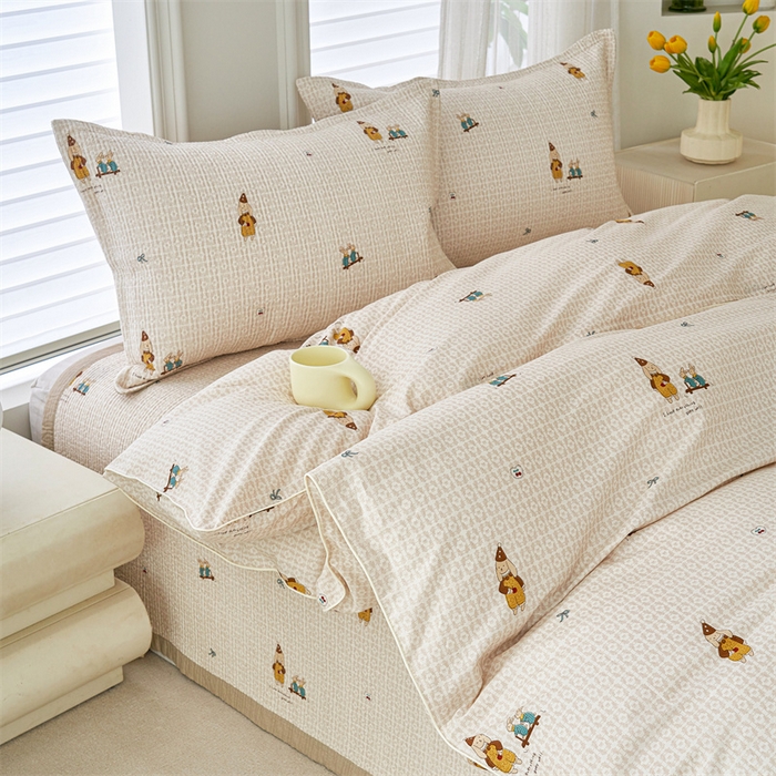 91家纺网 家纺一手货源 找家纺 洽想家 2025新款里外夹棉新疆棉花水洗床盖A1系列 兔梦园