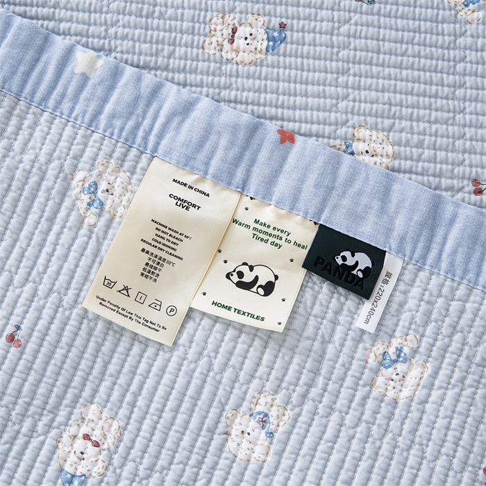 91家纺网 家纺一手货源 找家纺 洽想家 2025新款里外夹棉新疆棉花水洗床盖A1系列 奶油小狗 床盖