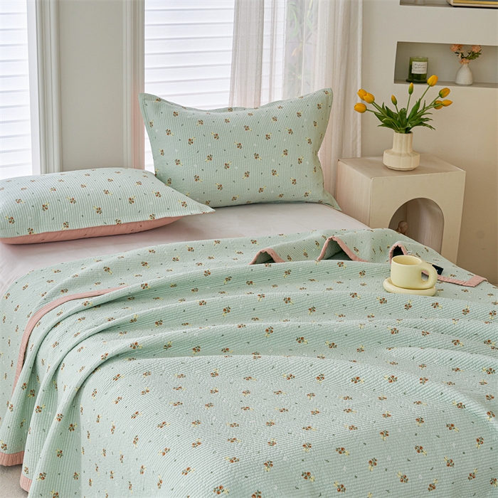 91家纺网 家纺一手货源 找家纺 洽想家 2025新款里外夹棉新疆棉花水洗床盖A1系列 茉莉 床盖