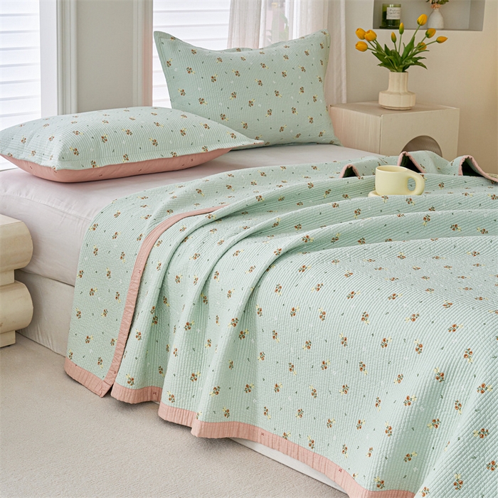 91家纺网 家纺一手货源 找家纺 洽想家 2025新款里外夹棉新疆棉花水洗床盖A1系列 茉莉 床盖