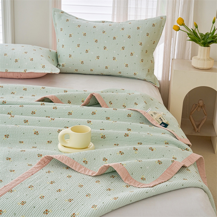 91家纺网 家纺一手货源 找家纺 洽想家 2025新款里外夹棉新疆棉花水洗床盖A1系列 茉莉 床盖