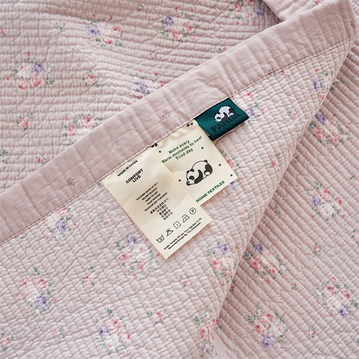 91家纺网 家纺一手货源 找家纺 洽想家 2025新款里外夹棉新疆棉花水洗床盖A1系列 粉黛 床盖