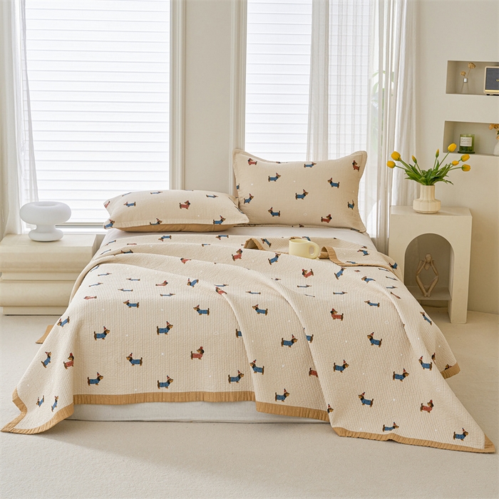 洽想家 2025新款里外夹棉新疆棉花水洗床盖A1系列 班长狗 床盖