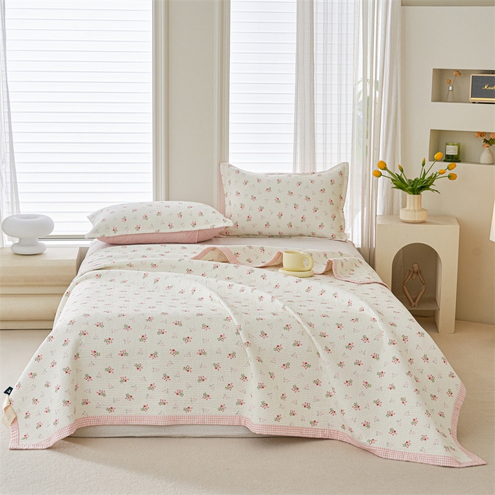 洽想家 2025新款里外夹棉新疆棉花水洗床盖A1系列 红格花花 床盖