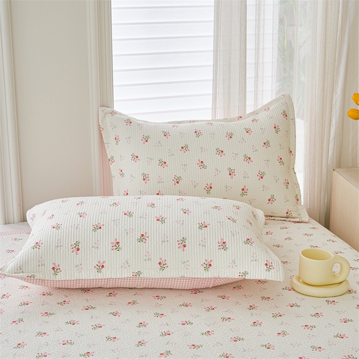 91家纺网 家纺一手货源 找家纺 洽想家 2025新款里外夹棉新疆棉花水洗床盖A1系列 红格花花