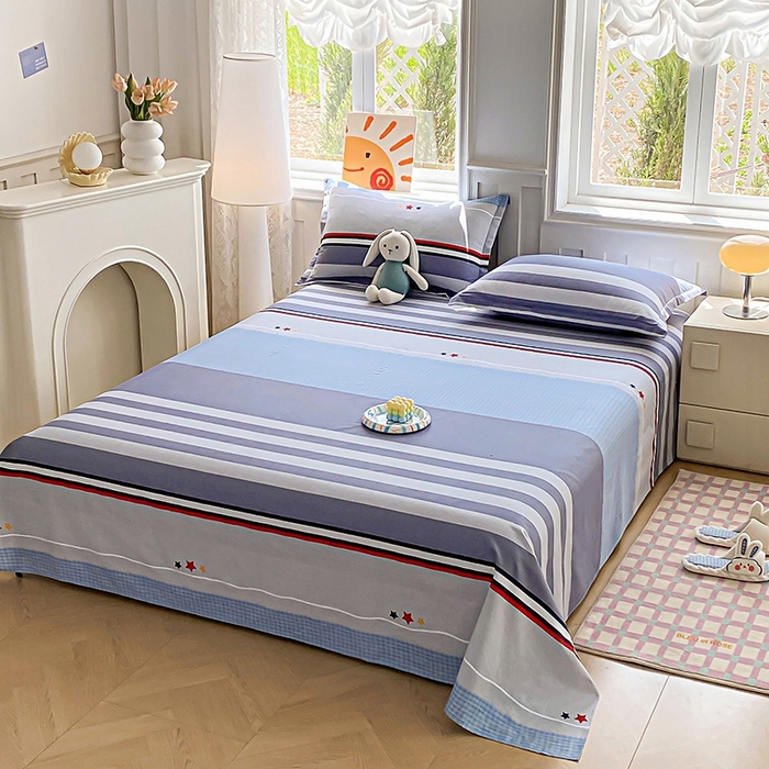 91家纺网 家纺一手货源 找家纺 天之爱 2025新款全棉印花单床单 沐光-灰