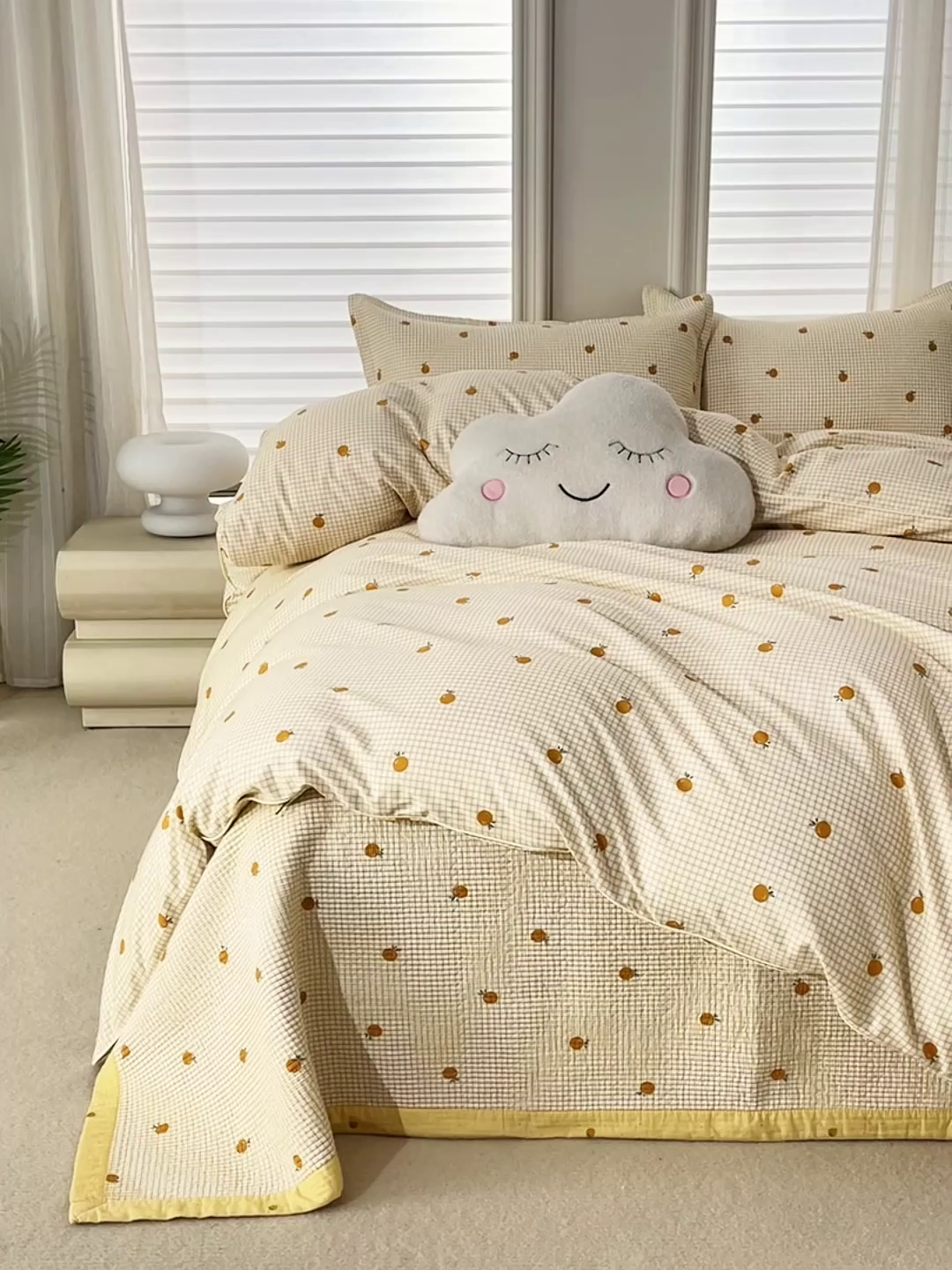 91家纺网 家纺一手货源 找家纺 洽想家 2025新款里外夹棉新疆棉花水洗床盖A1系列 新乐橙