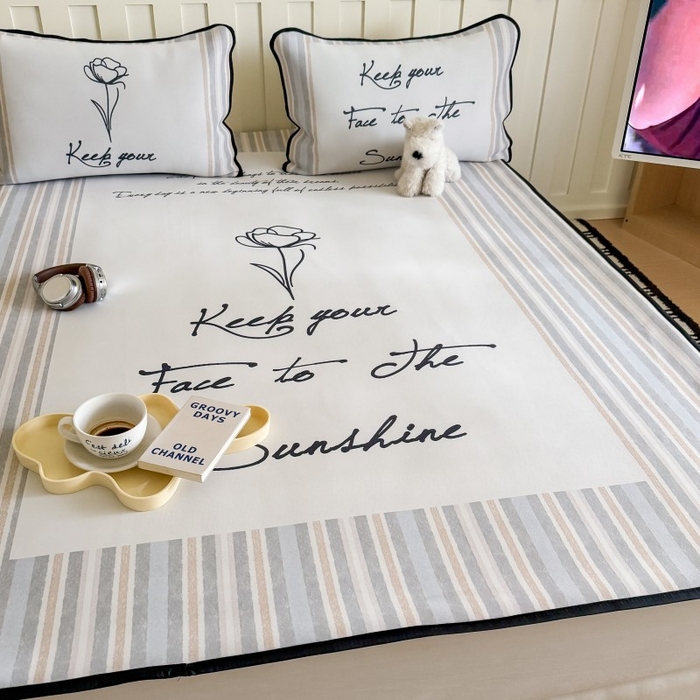 91家纺网 家纺一手货源 找家纺 顾里家纺 2025春夏新款Chic风冰感纤维软席凉席席子 玫瑰情话