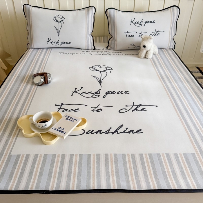 91家纺网 家纺一手货源 找家纺 顾里家纺 2025春夏新款Chic风冰感纤维软席凉席席子 玫瑰情话