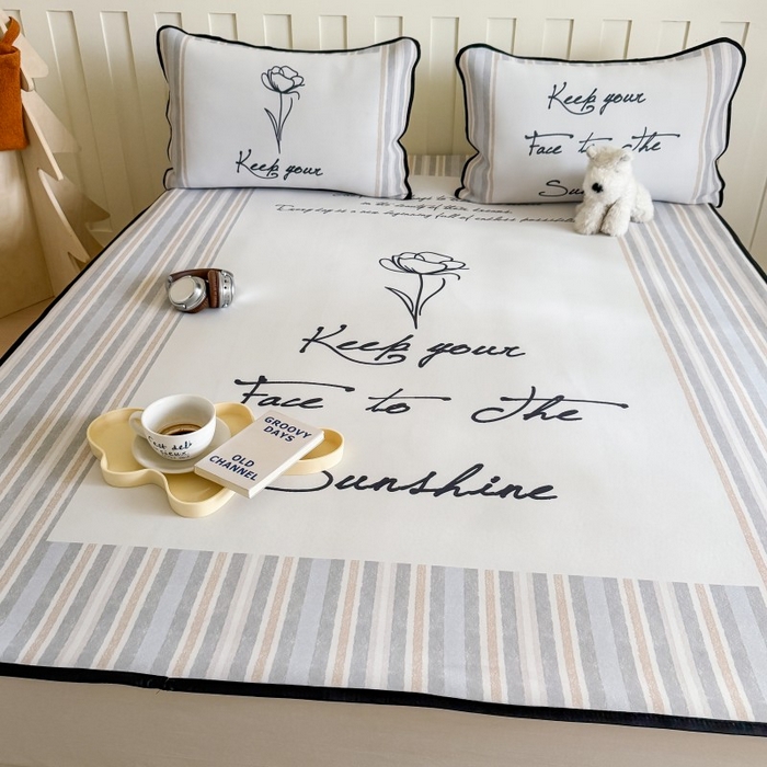 91家纺网 家纺一手货源 找家纺 顾里家纺 2025春夏新款Chic风冰感纤维软席凉席席子 玫瑰情话