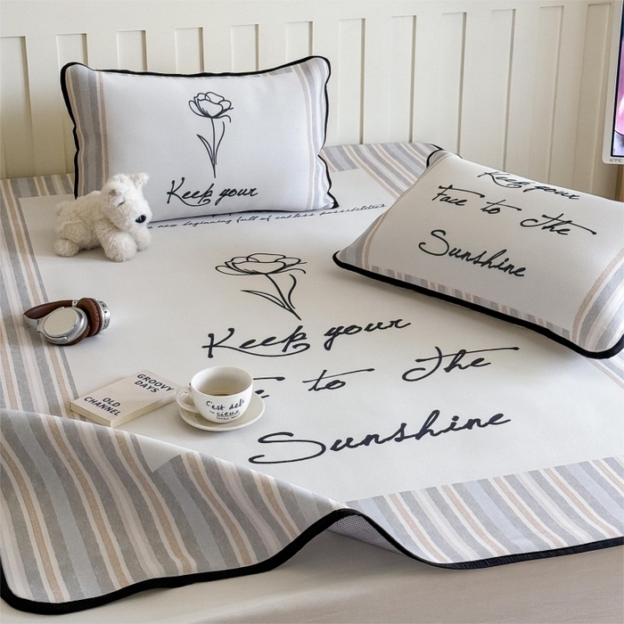 91家纺网 家纺一手货源 找家纺 顾里家纺 2025春夏新款Chic风冰感纤维软席凉席席子 玫瑰情话