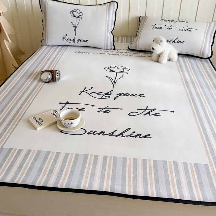 91家纺网 家纺一手货源 找家纺 顾里家纺 2025春夏新款Chic风冰感纤维软席凉席席子 玫瑰情话