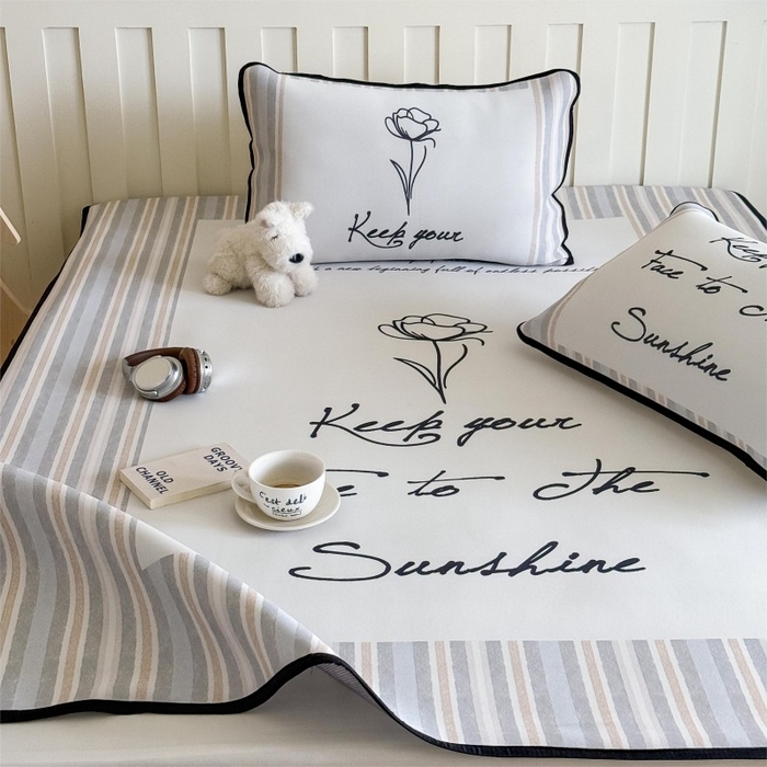 91家纺网 家纺一手货源 找家纺 顾里家纺 2025春夏新款Chic风冰感纤维软席凉席席子 玫瑰情话