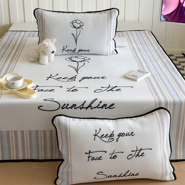 91家纺网 家纺一手货源 找家纺 顾里家纺 2025春夏新款Chic风冰感纤维软席凉席席子 玫瑰情话