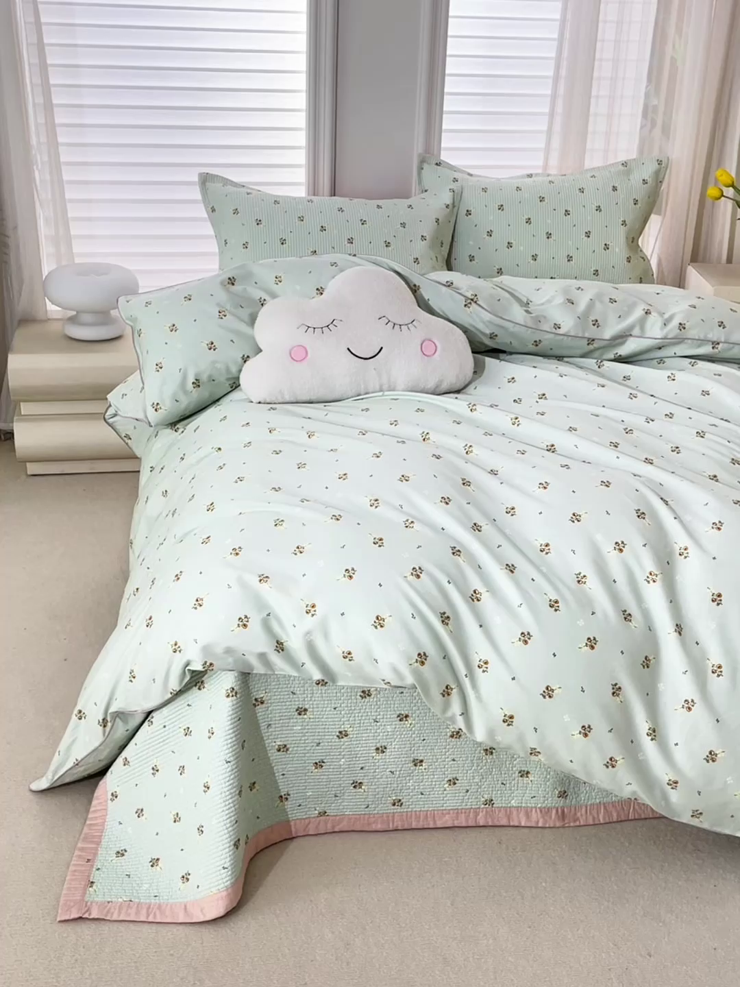 91家纺网 家纺一手货源 找家纺 洽想家 2025新款里外夹棉新疆棉花水洗床盖A1系列 茉莉