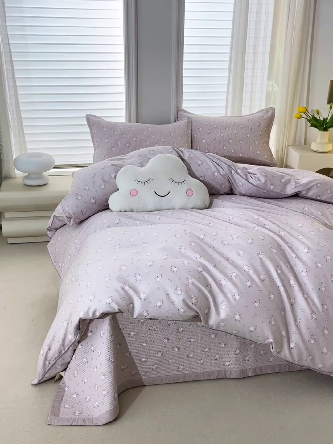 91家纺网 家纺一手货源 找家纺 洽想家 2025新款里外夹棉新疆棉花水洗床盖A1系列 粉黛